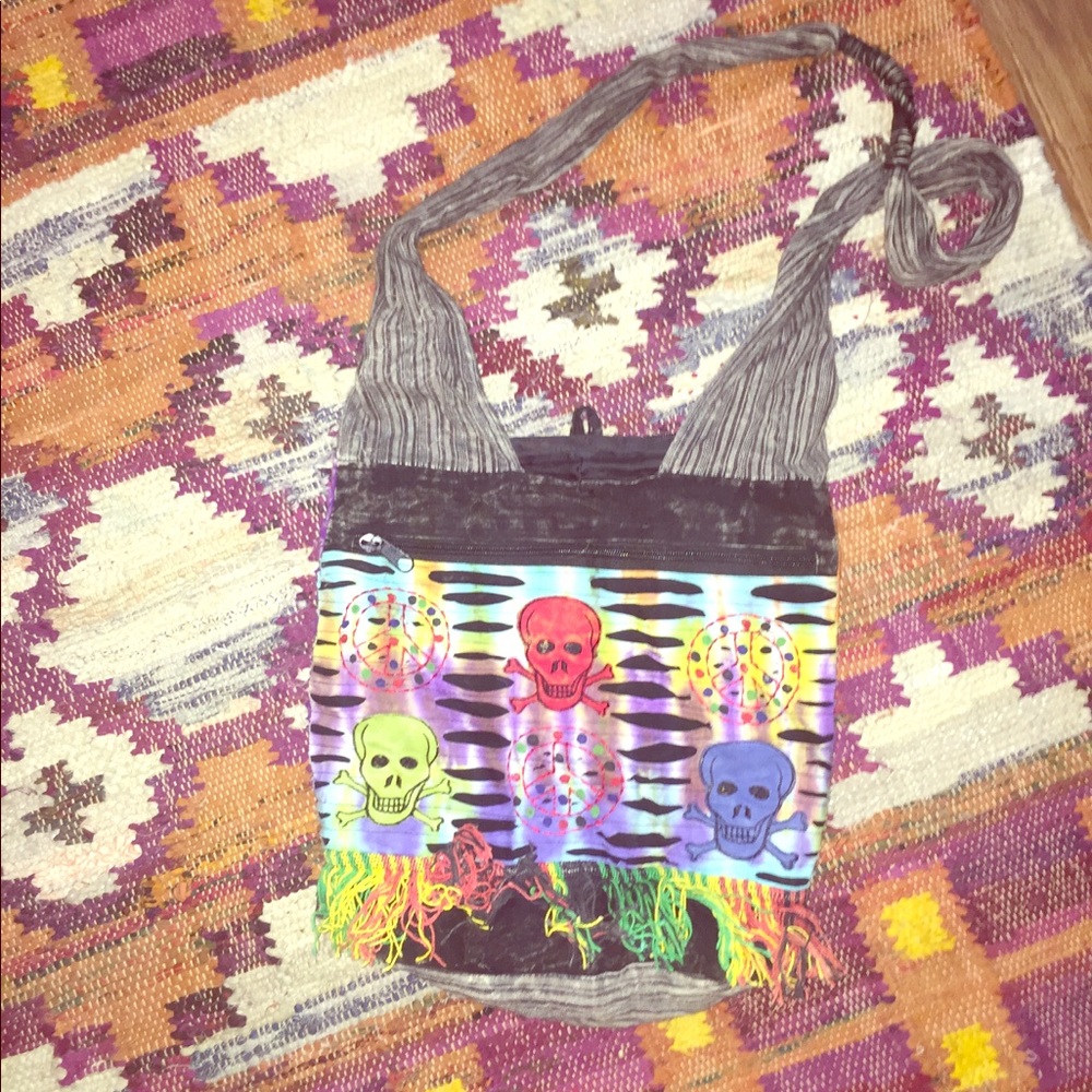 Boho hippie skull bag